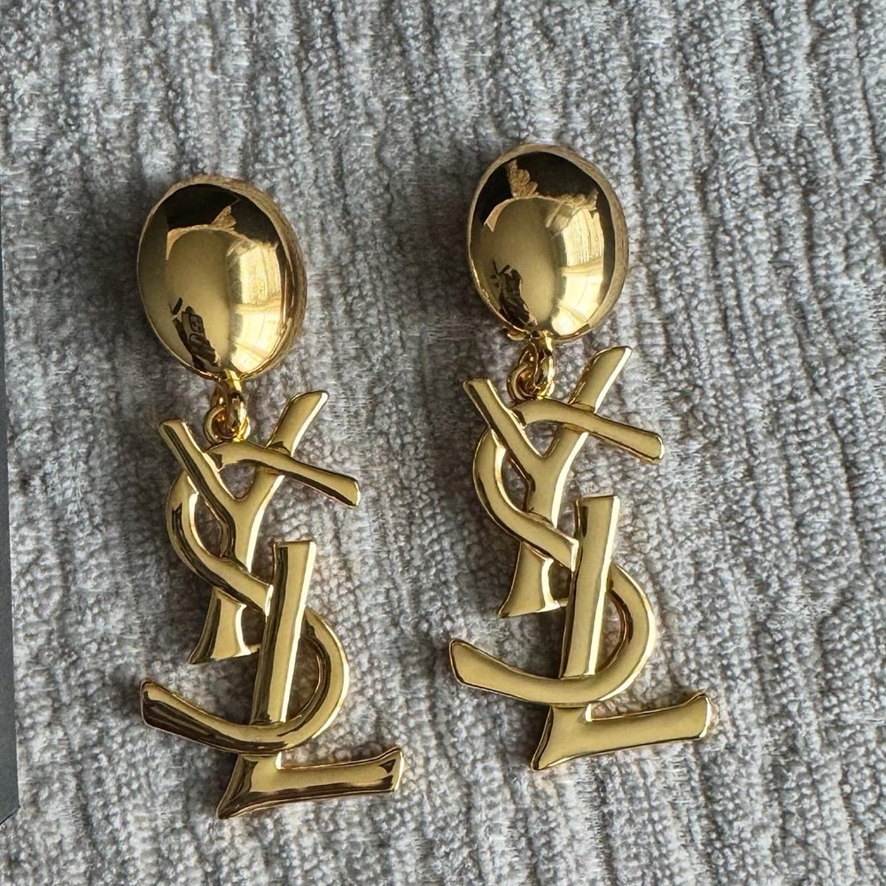 EXTREMELY RARE 100% AUTHENTIC Yves Saint Laurent Massive YSL drop earrings - Picture 5 of 6